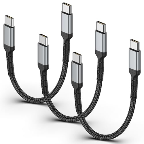 USB C-Kabel Kort [20 cm, 3-Pack], 60 W Laddningskabel Power Delivery Typ C Snabbladdning Kompatibel Med iPhone 15/15Pro Max, Samsung Galaxy S23 S22 S21, iPad Pro/Air, Huawei