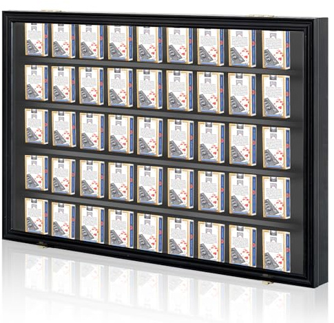Beeveer Playing Card Display Case 32.28 x 21.46 x 2.24 Inch Solid Wood Sport Cards Display Frame Holds 60 Decks Collectible Poker Cards Lockable Wall Cabinet Acrylic Door UV Protection, Black