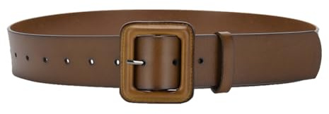 PACDE Godisfärger kvinnor brett läderbälte mode smal klänning damers kappa midjeband bälte, Mörkbrunt, for 25-34waist size