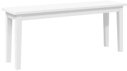 vidaXL Banco 110 cm Madera Maciza Caucho Blanco, Banco, Silla de Banco, sofá de Banco, Asiento de Banco, Asiento de Banco, Banco de Interior