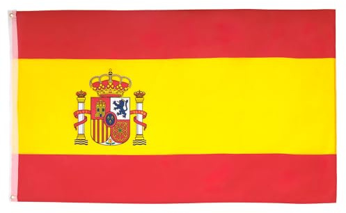 AZ FLAG Lote de 10 banderas de España – 90 x 60 cm – Bandera española 100% poliéster con ojales metálicos integrados