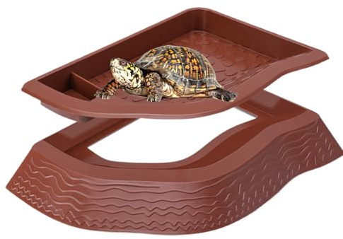 Bac À Eau pour Tortue | Bassin De Baignoire pour Reptile - Zone Repas pour Tortue Terrestre Baignade Nourriture Et Décoration D'habitat Naturel