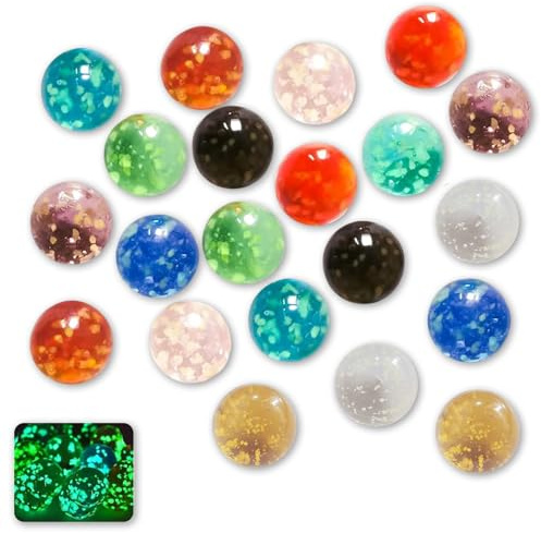Mutmurmeln, Murmeln, 20 Stück 16mm Glaskugeln Im Dunkeln Leuchtend,Bunt Gepunktet, Fluoreszierende Murmeln,Schwimmkugeln Für Miniteich Und Diy Projekte,Leuchtende Spielzeug Für Kinder Und Dekoration