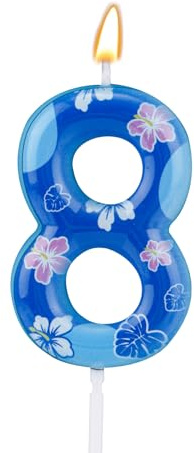 Cartoon Birthday Number Candles, Blue Anime Themed Birthday Cake Topper for Boys Girls Kids Party Decorations (Number 8)