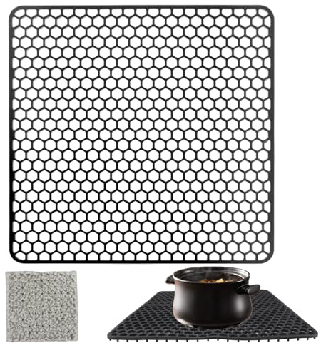 Tapis D'évier en Silicone 30,5 X 30,5 cm, Protection Fond évier Antidérapant, Tapis de Protection D'évier Carré, Résistant à La Chaleur, Tapis Fond évier Silicone pour Séchage Vaisselle Ustensiles