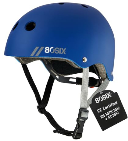 80SIX Multi-Sport Skateboard Helmet for Kids Teens&Adults-Certified Hardshell Protective Scooter&Bike Helmet with Fit Dial for Bike, Skateboard, BMX&Inline Skate,Navy Matte,L/XL