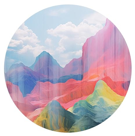 DEQORI Carta da parati rotonda autoadesiva Ø 80 cm | motivo dimensioni colorate | tela tessile – staccabile, decorativa e indeformabile – per soggiorno, ufficio, corridoio o cameretta dei bambini