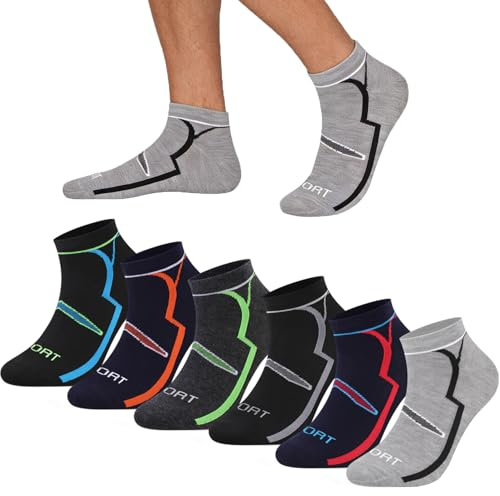 L&K-II mäns sneakers strumpor bomull korta sportstrumpor andas låga skurna löparstrumpor bekväma sommarstrumpor för sport fritid (svart vit grå 6-pack) 2331
