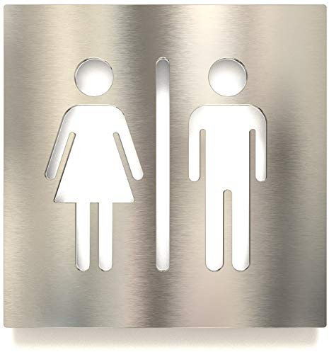 Edelstahl WC-Schild - selbstklebend & pflegeleicht - Design Toiletten-Schild C-06-E