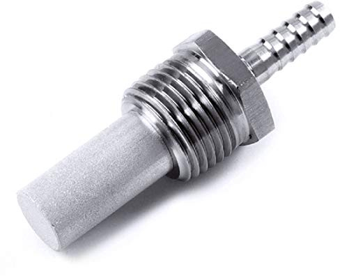 0.5 Micron Inline Oxygenation Diffusion Stone, 1/2 NPT Hose Barb Stainless Steel Aeration Stone Carbonating Stone with 1/4 Barb for Home Brewing Beer