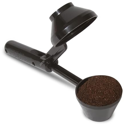 Perfect Pod EZ-Scoop Coffee Scooper & Funnel for Reusable K Cup Refillable Coffee Pods, 2 Tablespoon Capacity Black