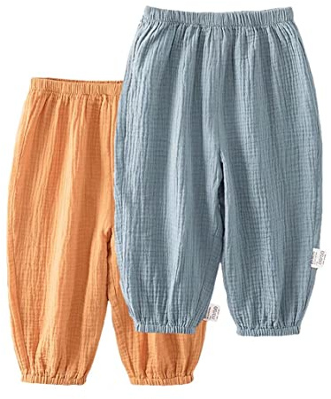 Baby lätta långa byxor anti-mygga bloomers bomull klimatbyxor pojkar flickor sommarbyxor 2-pack