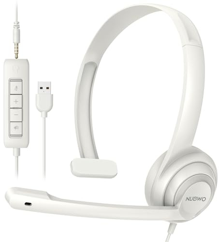 NUBWO HW02 USB Headset with Microphone Noise Cancelling & in-line Control