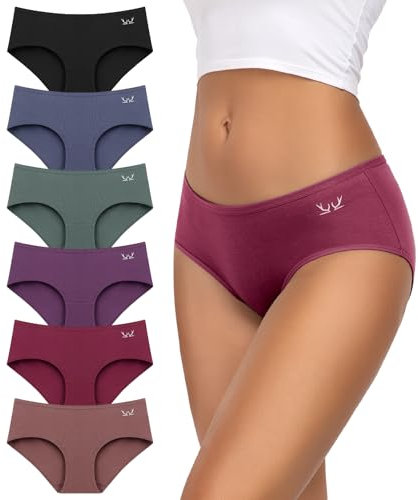 TANSTC Slip Damen Baumwolle, Hipster Slips Unterhosen Niedrige Taille Stretch Atmungsaktive Sportunterwäsche für Damen Unterwäsche - 6er-Pack L