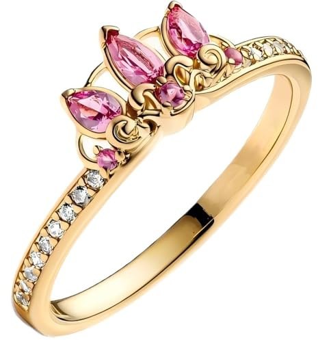 ZURWTCH Princess Ring Fit Women Fashion Gifts 925 Sterling Silver DIY Jewelry (Princess Rapunzel Tiara Ring number 9)