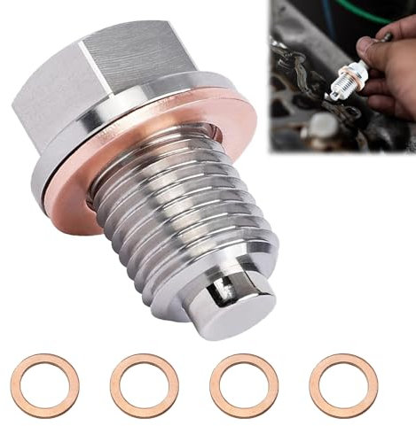 Tappo di Scarico Dell'Olio Magnetico, Vite di Scarico Dell'olio Magnetica M14x1.5, Tappo Coppa Olio Motore con 5 pezzi Rondella Rame, Automotive Raccordi in Acciaio Inox per Tutti Modelli di Auto