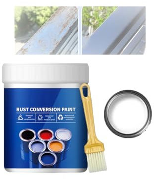 Pintura resistente a la intemperie para metal, convertidor de eliminación de óxido, pintura metálica con pincel, pinturas de conversión de óxido (blanco, 0,5 litros)
