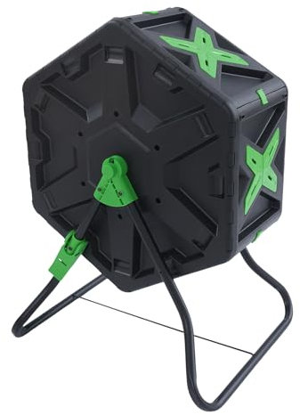 Composter, girevole a 360°, contenitore esagonale per compost a camera singola, per giardini, balconi, cortili, 73,5 cm