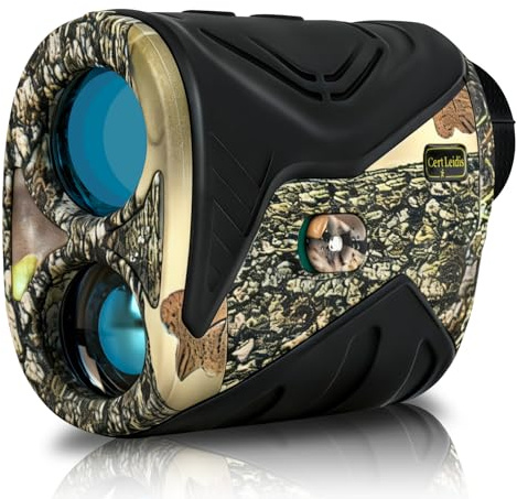Cert Leidis Hunting Laser Rangefinder with Slope Switch, 1500-Yard Waterproof Range Finder for Hunter with Distance/Angle/Speed/Scan Multi Functional, Rechargeable, 6X Magnification (Camo)