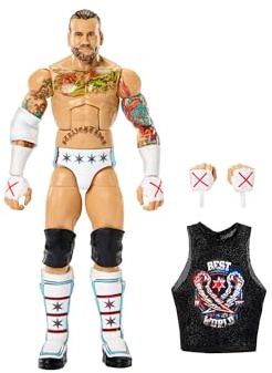 Mattel WWE Elite Actionfigur und Zubehör, Greatest Hits 2025, ca. 15 cm große Sammelfigur cm Punk mit 25 Bewegungspunkten und austauschbaren Händen, JHT46, [Mehrfarbig]