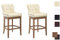 CLP 2er Set Barhocker Lakewood Mit Echtlederbezug I 2 x Tresenstuhl Mit Gestell Aus Kautschukholz Und Rückenlehne, Farbe:Creme, Gestell Farbe:antik-hell