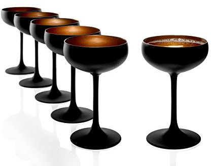 Stölzle Lausitz Elements Sektschalen Schwarz/Bronze 6er-Set 230 ml – Stilvolle Gläser ideal für Sekt & Champagner – Elegante Sektgläser aus bleifreiem Kristallglas – Spülmaschinengeeignet & stoßfest