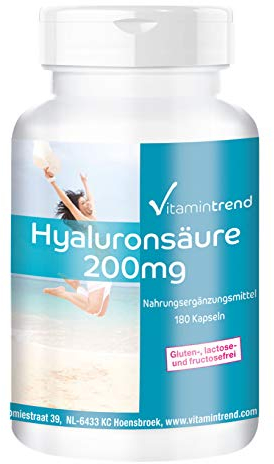 Hyaluronsäure 200mg - 180 Kapseln - vegan - hochdosiert - Großpackung | Vitamintrend®