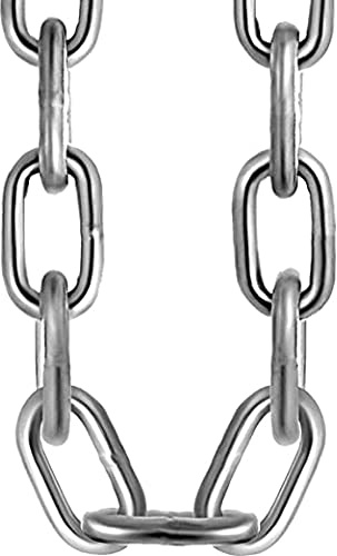 RSE Heavy Duty Galvanised Metal Link Chain Thick Stainless Steel for Bike Lock Padlock Security Gate Fence Gym Weight Lifting Extra Strong Long Length Welded Hot Dipped Polished (3MM, 1.5 Metre)