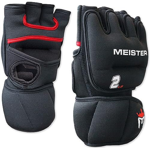 Meister 2 lb Neopren-Gewichtshandschuhe für Cardio & Heavy Hands (Paar) – Schwarz/Rot