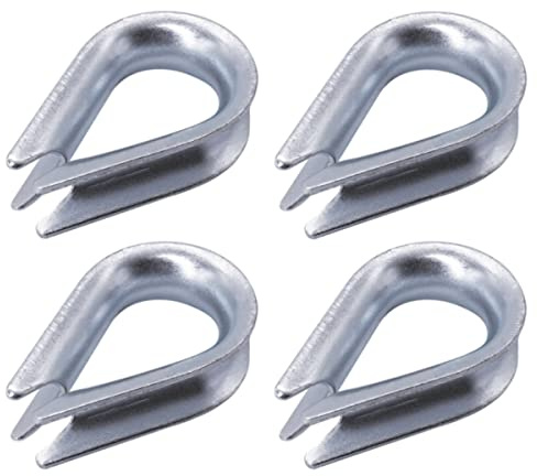 (Förpackning med 4 st) DIN 6899B galvaniserad vajer kaus 10 mm, kabelfläns hjärta för stålrep, kabelriggning (4 st, 10 mm)
