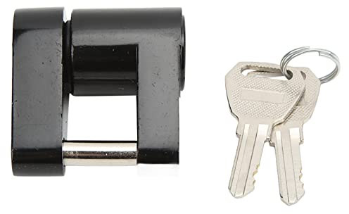 Aramox Serrure de Remorque en Alliage, Noir, 1/4 Pouces, Antivol avec 2 Clés, Compatible avec Camping-Car et Caravane
