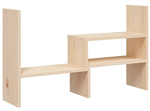 vidaXL Skärmställ (39-72) x17x43 cm massiv furu, datorställ, bildskärmsställ för stationär dator, skrivbordshöjare, tangentbordsställ