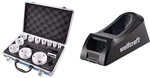 Makita D-47298 Ensemble de 14 scies cloches & wolfcraft 4013000 Rabot-bloc | Pour plaques de plâtre | Surface de râpe de 150 x 57 mm