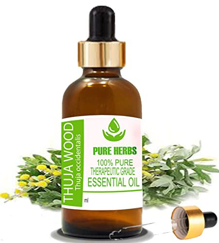Pure Herbs Thuja Wood (Thuja Occidentalis) Pure & Natural Therapeautic Grade Essential Oil with Dropper 50ml