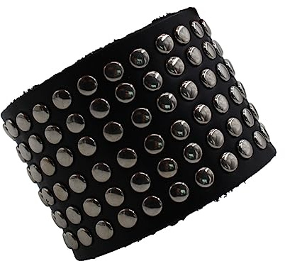 Scddboy Gothic Studded Wide Leather Wrist Bracelet,Punk Rock Biker Bracelet for Men Women 80s