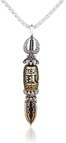 EFEMIR Armonía Espiritual Creativa Om Mani Padme Hum Collar Giratorio Colgante, Collar Colgante De Meditación Budista, Mantra De Seis Personajes Colgante De Cuentas Dzi De Nueve Ojos