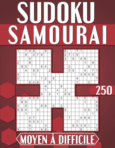 Sudoku Samouraï Adulte Moyen à Difficile: 250 Grilles Avec Solutions, Cahier d'activités pour Adultes et Seniors.
