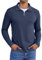 COOFANDY Sweatshirt Herren Ohne Kapuze Winter Longsleeve T Shirt Poloshirt Herren Langarm Half Zip Pullover Langarmshirts Zip Sweater Polo Sweatshirt Sweater Navy Blau M