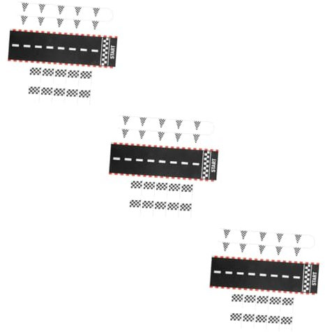 ibasenice 3sets Race Car Themed Decorations Checkered Flag Party Supplies Indoor Outdoor Decor