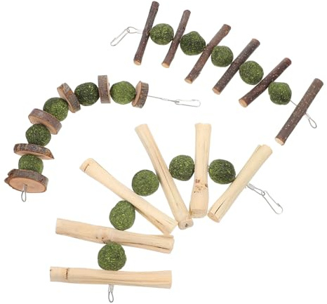 BESPORTBLE 3pcs Molar Chew Toys for Rabbits Guinea Pigs and Chinchillas Grinding Snacks with Apple Branches Grass Cakes Healthy Rodent Supplies