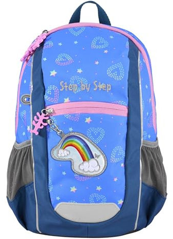 Step by Step Rucksack-Set KIGA Maxi „Rainbow Lui“, mit separaten Innenfach, ergonomischer Rucksack mit höhenverstellbarem Brustgurt, für Kita, Kindergarten & Freizeit, ab 3 Jahren, 10 l, lila-blau