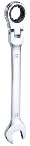 QUARKZMAN Chiave a Cricchetto Flessibile Con Testa Girevole Da 21mm Chiave a Cricchetto Metrica Combinata Con Testa Girevole a 180° 72 Denti in Acciaio Al Cromo Vanadio Apertura a Cricchetto
