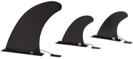 UPWELL SUP Center Fin & 2 Side Fins with No-Tool Fin Screw, Fiberglass Reinforced 9 & 4.5 inch SUP Replacement Fins for Surfboard, Stand-up Paddle Board, Longboard Set of 3 Black