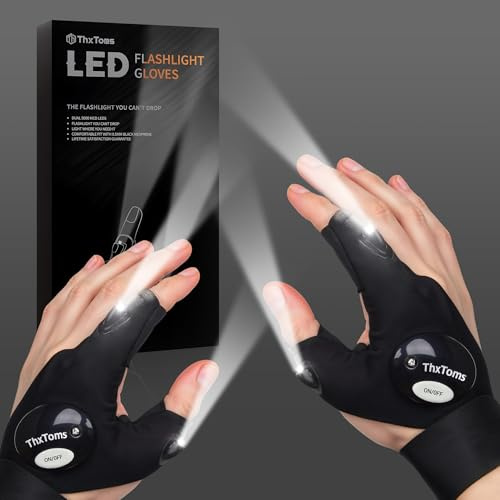 ThxToms Regalo per la festa del papà per papà, guanti da pesca con luce LED, regalo per uomini, guanti con accessori da pesca luminosi, regalo per pescatori, regalo di compleanno per uomini, gadget di