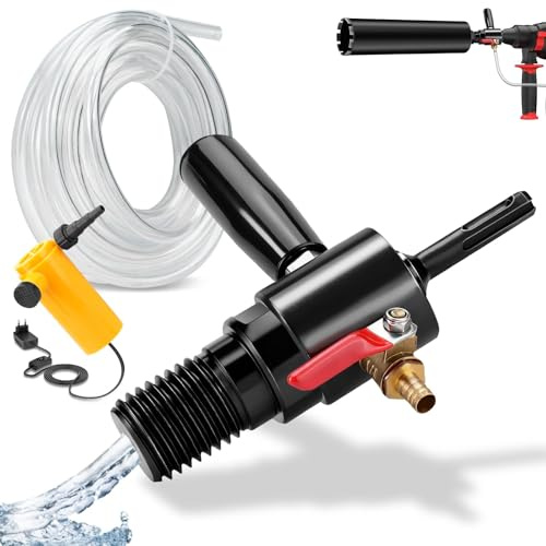 Adapter 1 1/4 UNC auf SDS PLUS mit Automatisch Wasserspülung, Wassereinspritzung Möglich, inkl. 4m Wasserleitung + Wasserpumpe, SDS Plus Adapter für Diamantbohrkrone Kernbohrer Bohrkrone Dosensenker