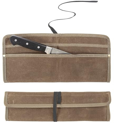 Qchengsan Chef Knife Sheath,Waxed Canvas Single Chef Knife Case Bag Roll for Traval,Sheaths for Chef's Kitchen knives,Tool Organizer Pouch Culinary Accessories Cooking Tools Roll,Gifts for Men