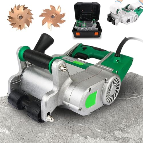 ZEEKYFOR Macchina Elettrica per Il Taglio di Scanalature a Muro, Fresa per Calcestruzzo 220 V 1100 W per Scanalature di Mattoni con 2 Lame da 25 mm/35 mm, profondità di Taglio Regolabile