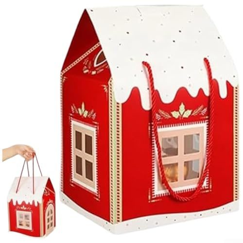 Scatole regalo natalizie 3D per conservare dolcetti, realizzate per uso a lungo termine, con pieghe pre-segnate e affascinanti decorazioni stagionali per varie celebrazioni (rosa)