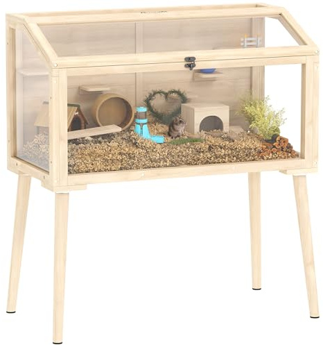 PawHut Wooden Hamster Cage with Openable Top for Syrian 110 x 52 x 101 cm