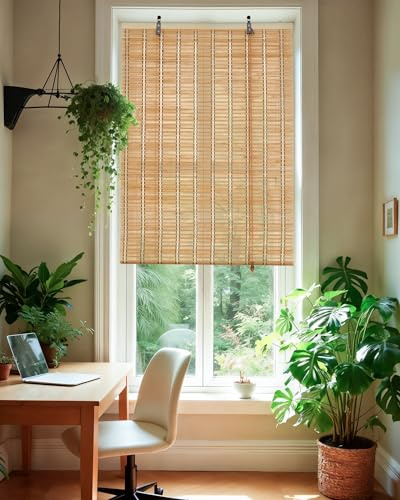 Erfolkerz 60x120cm Bamboo Blinds Bamboo Roller Blinds Bamboo Roman Blinds | Bamboo Curtain Roll Up with Cord Privacy Roman Shade for Windows Mounting Hardware Included